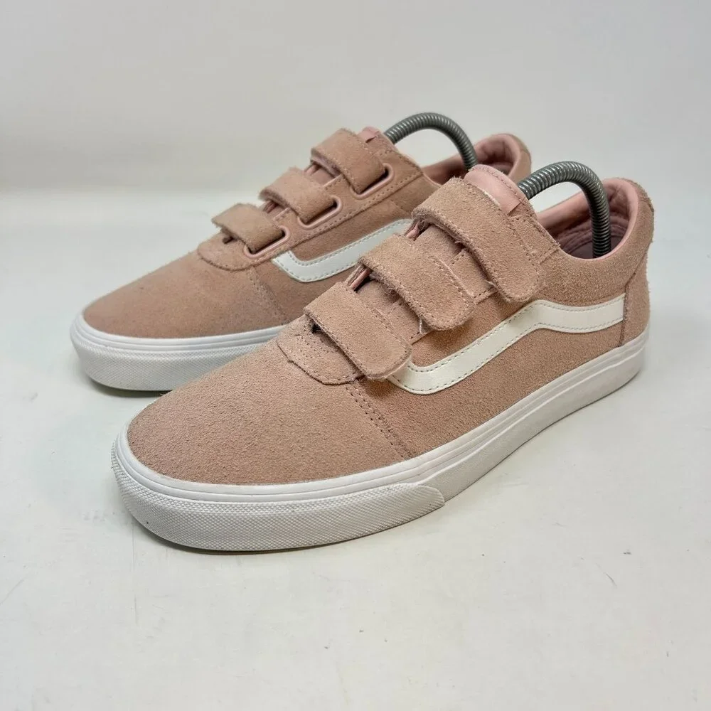 Vans Pink Suede Old Skool V Velcro Sneakers Womens 10 - Picture 6 of 10